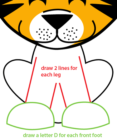 375x447 How To Draw A Cartoon Baby Tiger With Easy Step - Tiger Cartoon Drawing