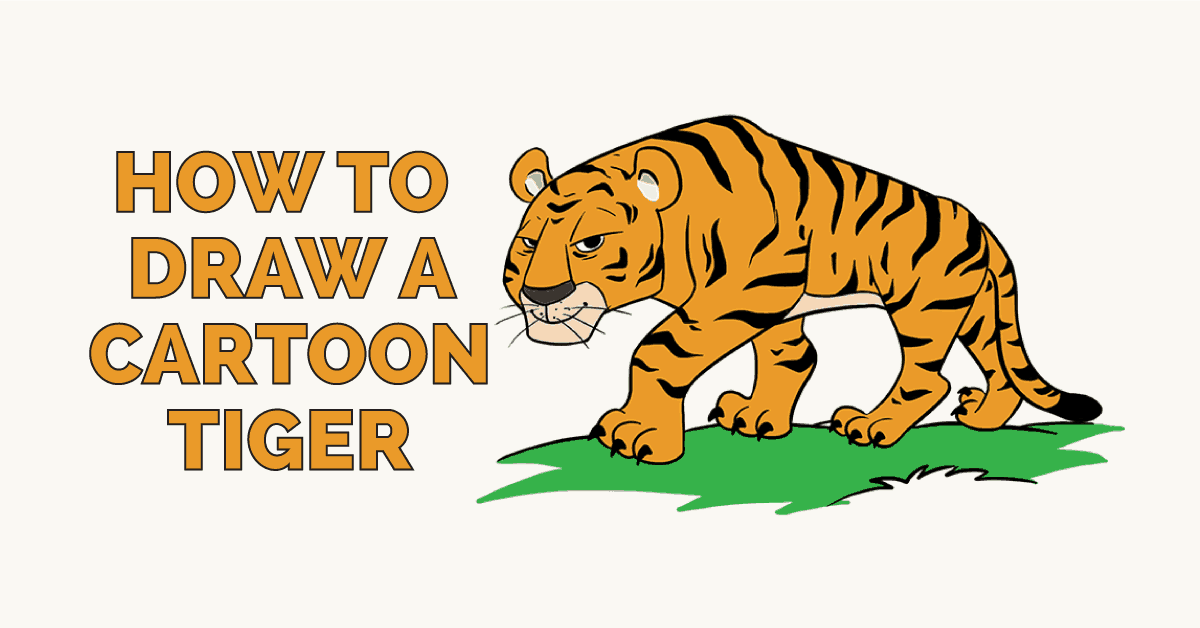 1200x628 How To Draw A Cartoon Tiger In A Few Easy Steps Easy Drawing Guides - Tiger Cartoon Drawing