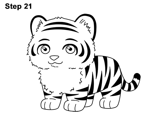 500x386 How To Draw A Tiger - Tiger Cartoon Drawing