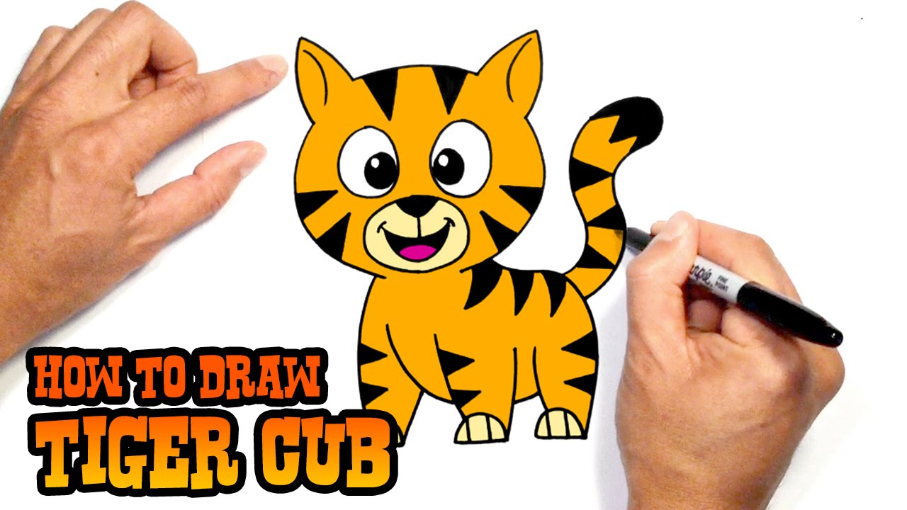 1280x720 How To Draw A Tiger Drawing Lesson For Beginners - Tiger Cartoon Drawing
