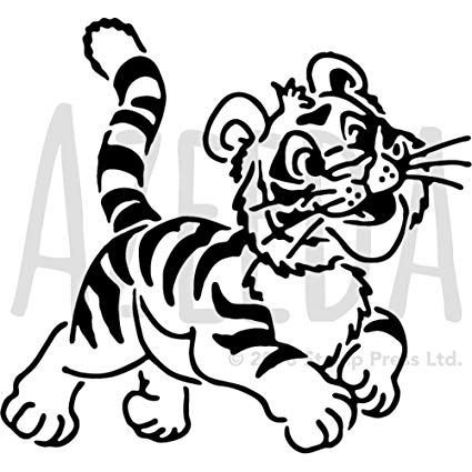 425x425 Azeeda 'tiger Cub' Wall Stencil Template - Tiger Cub Drawing