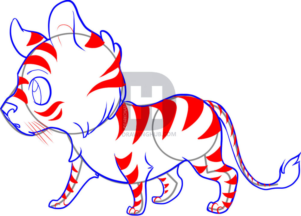 1001x720 How To Draw An Easy Tiger, Step - Tiger Drawing Easy