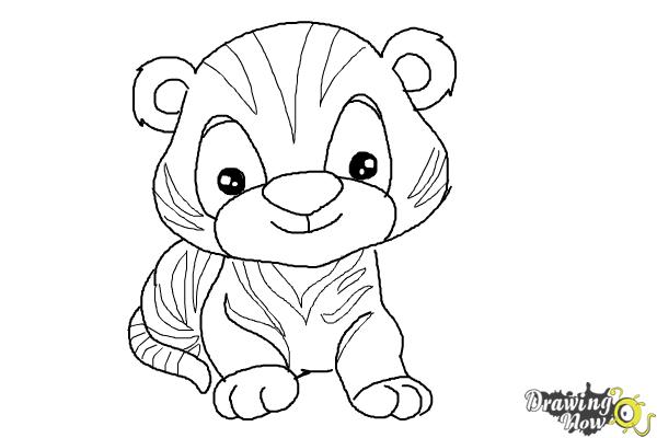 600x400 How To Draw A Cute Tiger - Tiger Drawing Easy