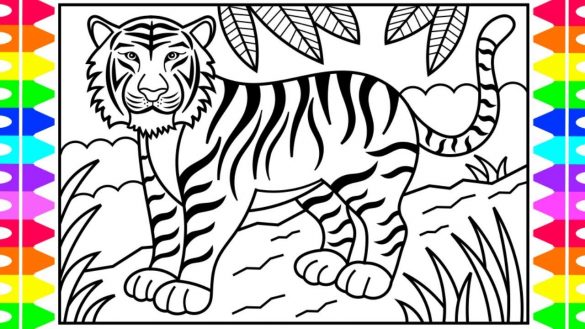 585x329 Kids Tiger Drawing Coloring Ideas Coloringwik Tiger Drawings - Tiger Drawing For Kids