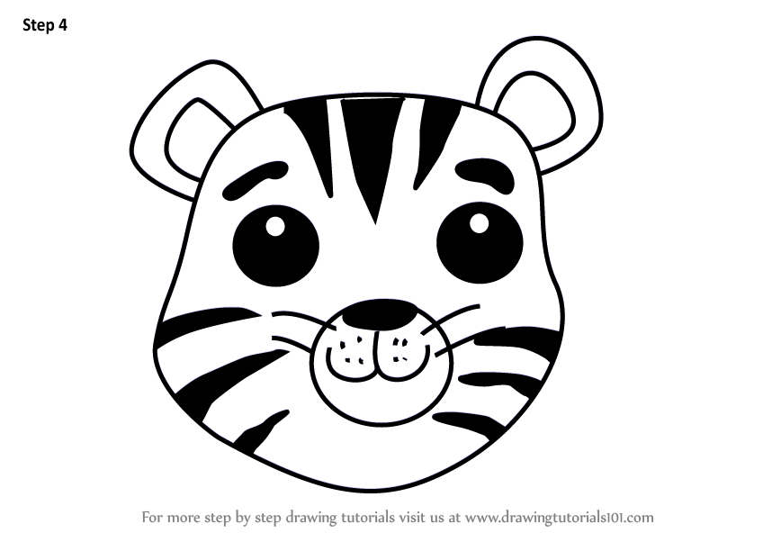 848x602 Learn How To Draw A Tiger Cub Face For Kids - Tiger Drawing For Kids