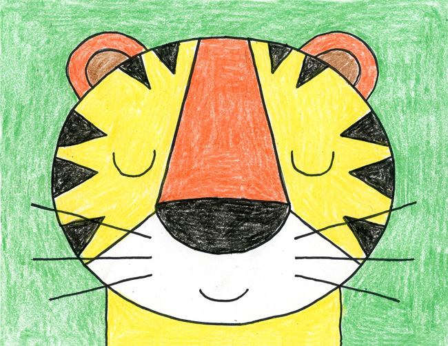 650x502 Draw A Tiger Face Art Projects For Kids - Tiger Drawing For Kids