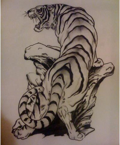 400x485 Best Tiger Tattoo Designs - Tiger Drawing Tattoo