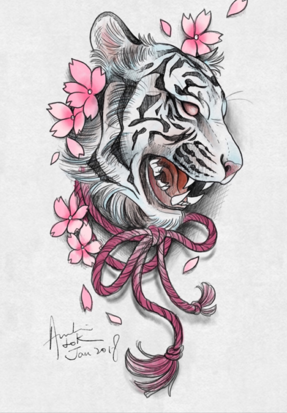 Tiger Tattoo Pencil Drawing