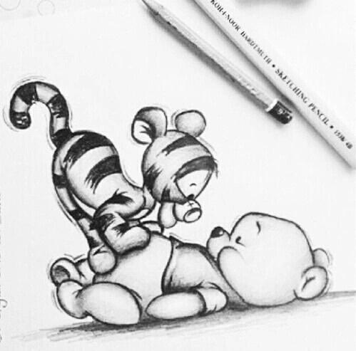 499x493 Winnie The Pooh And Tiger Drawing - Tiger Drawing Tumblr