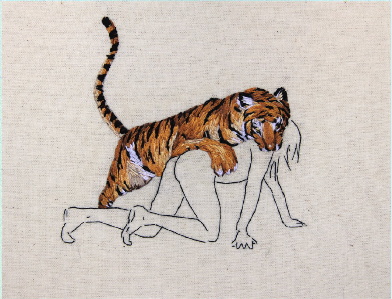 392x299 girl diy embroidery tiger tigers yarn fatcloud - Tiger Drawing Tumblr