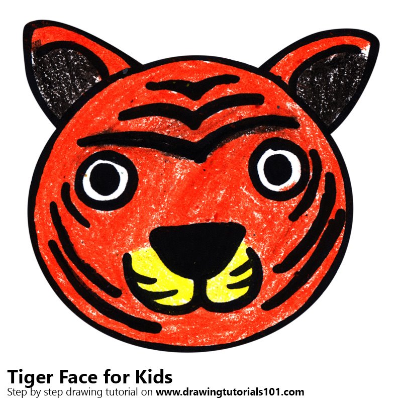 800x800 Learn How To Draw A Tiger Face For Kids - Tiger Face Drawing