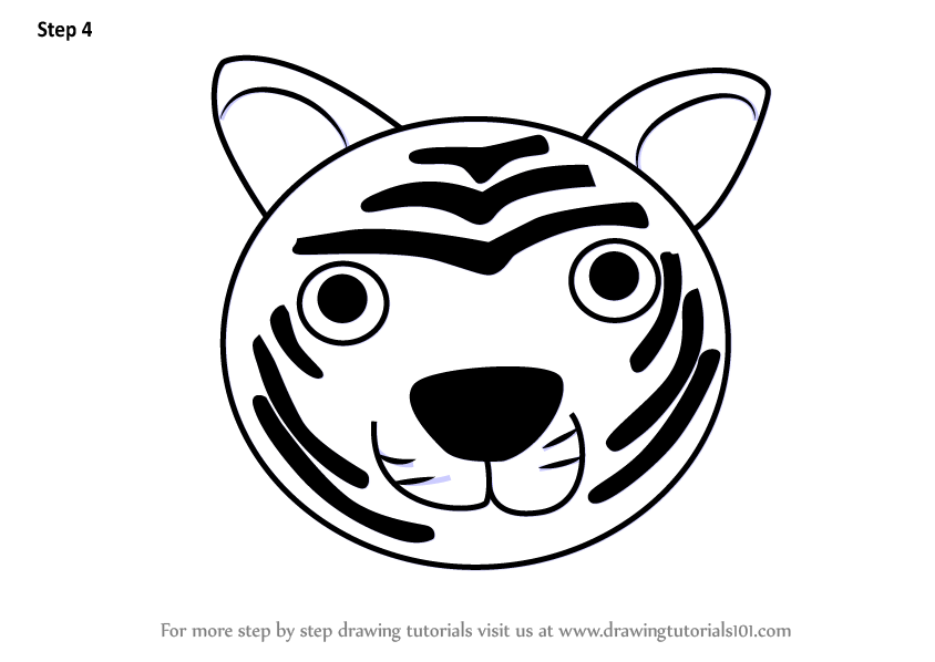 844x598 Learn How To Draw A Tiger Face For Kids - Tiger Face Drawing