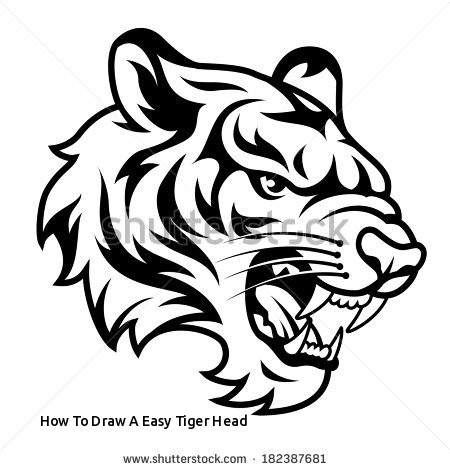 450x470 how to draw a easy tiger head tiger face clip art black and white - Tiger Face Drawing