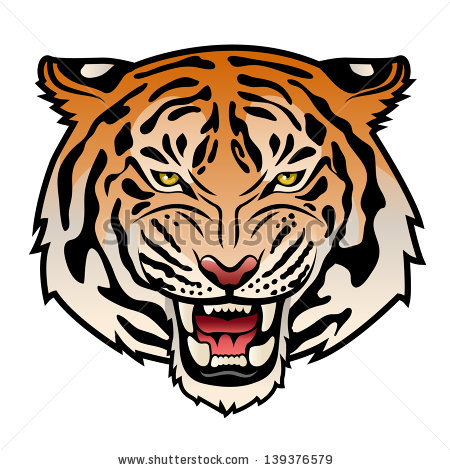450x470 Tiger Head Logo Clipart Free Collection - Tiger Face Outline Drawing