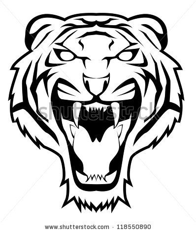 398x470 stock vector tiger face clipart tiger stencil, tiger drawing - Tiger Face Outline Drawing