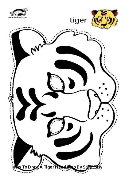420x594 How To Draw A Tiger Head Step - Tiger Head Drawing Easy