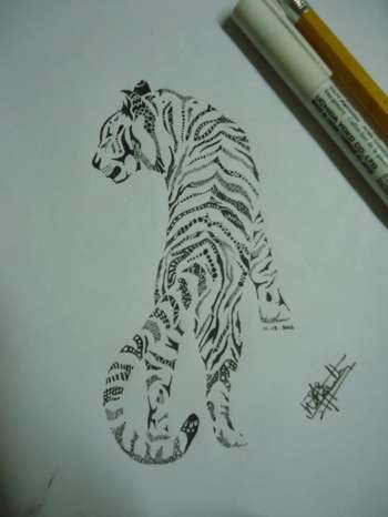 350x466 Ruwanthi Sulanjali - Tiger Pen Drawing