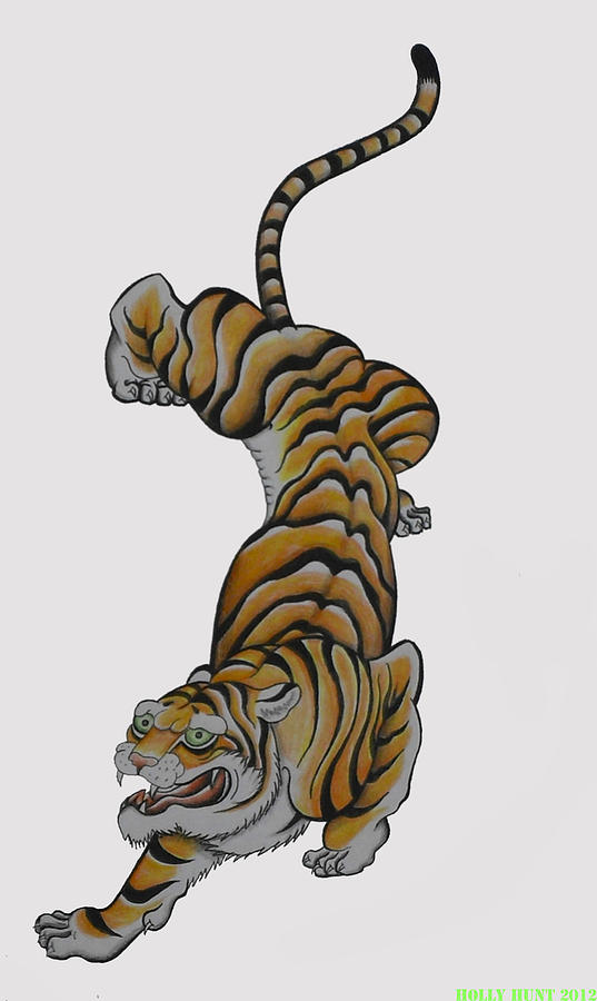 537x900 Tiger Drawing - Tiger Print Drawing