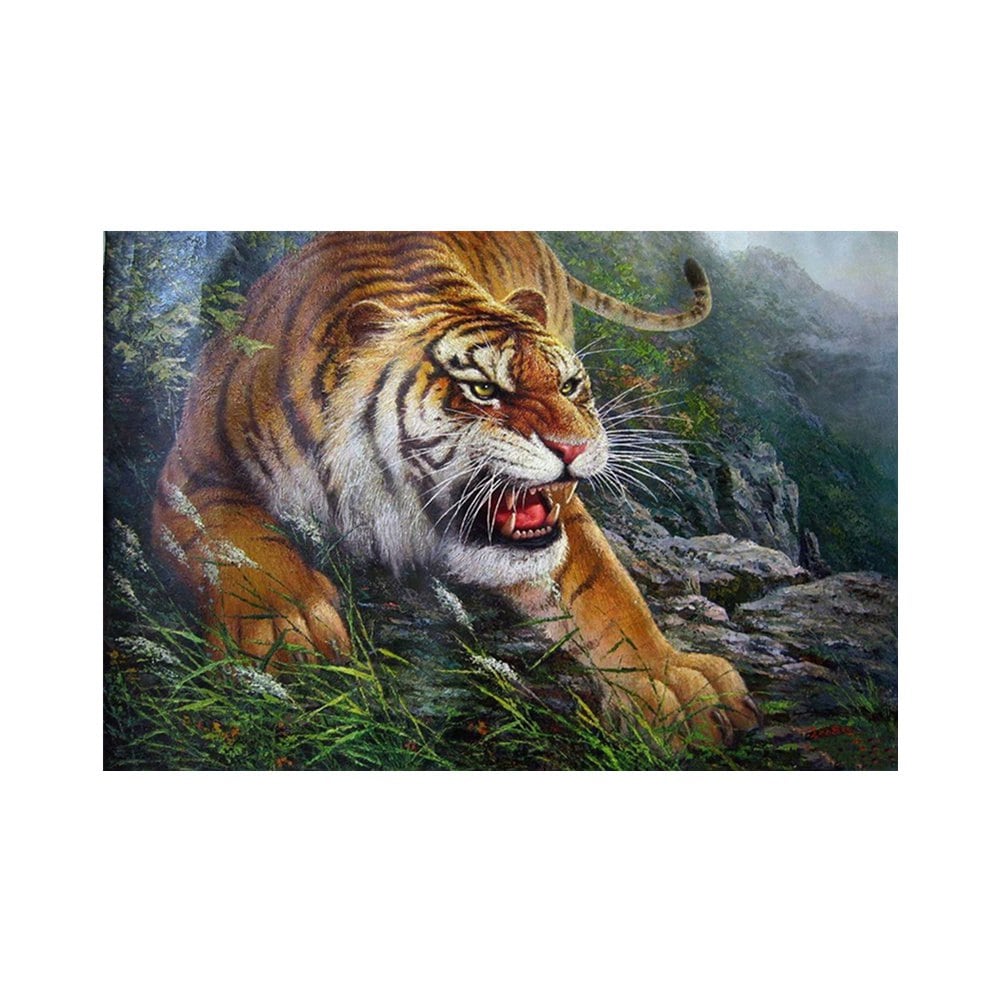 1000x1000 Mountain Tiger Print Draw Diamond Drawing - Tiger Print Drawing