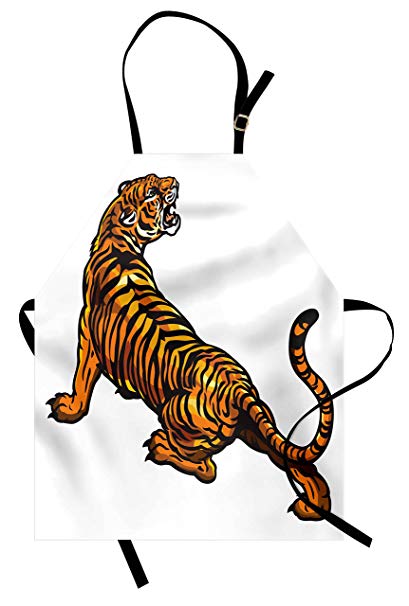 409x606 lunarable tattoo apron, drawing of african tiger - Tiger Roaring Drawing