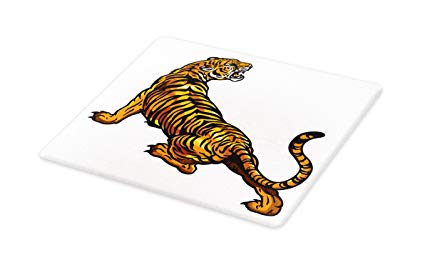 425x265 lunarable tattoo cutting board, drawing of african - Tiger Roaring Drawing