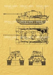 212x300 wwii poster tiger ii german heavy tank royal king drawing patent - Tiger Tank Drawing