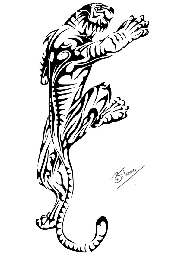 600x848 Tribal Tiger Tattoos Designs And Pictures - Tiger Tattoo Drawing