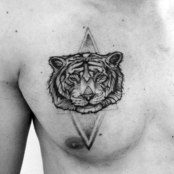 599x599 Geometric Tiger Tattoo Designs For Men - Tiger Tattoo Drawing