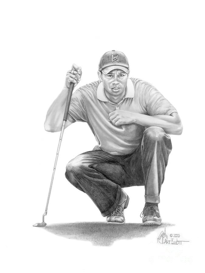 675x900 tiger woods crouching - Tiger Woods Drawing