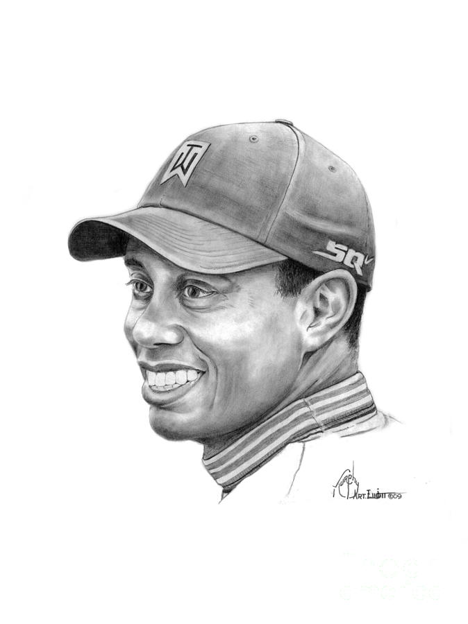 674x900 tiger woods smile drawing - Tiger Woods Drawing