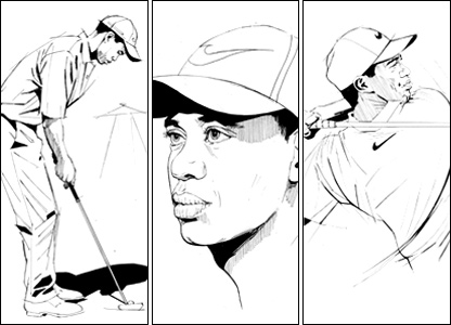 416x300 tiger woods drawing famous - Tiger Woods Drawing