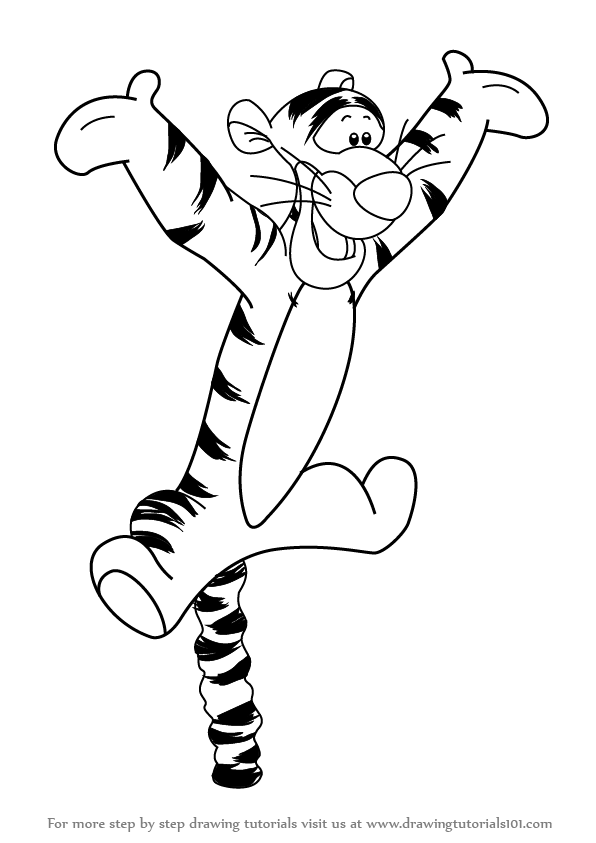 596x843 Learn How To Draw Tigger From Winnie The Pooh - Tigger Drawing