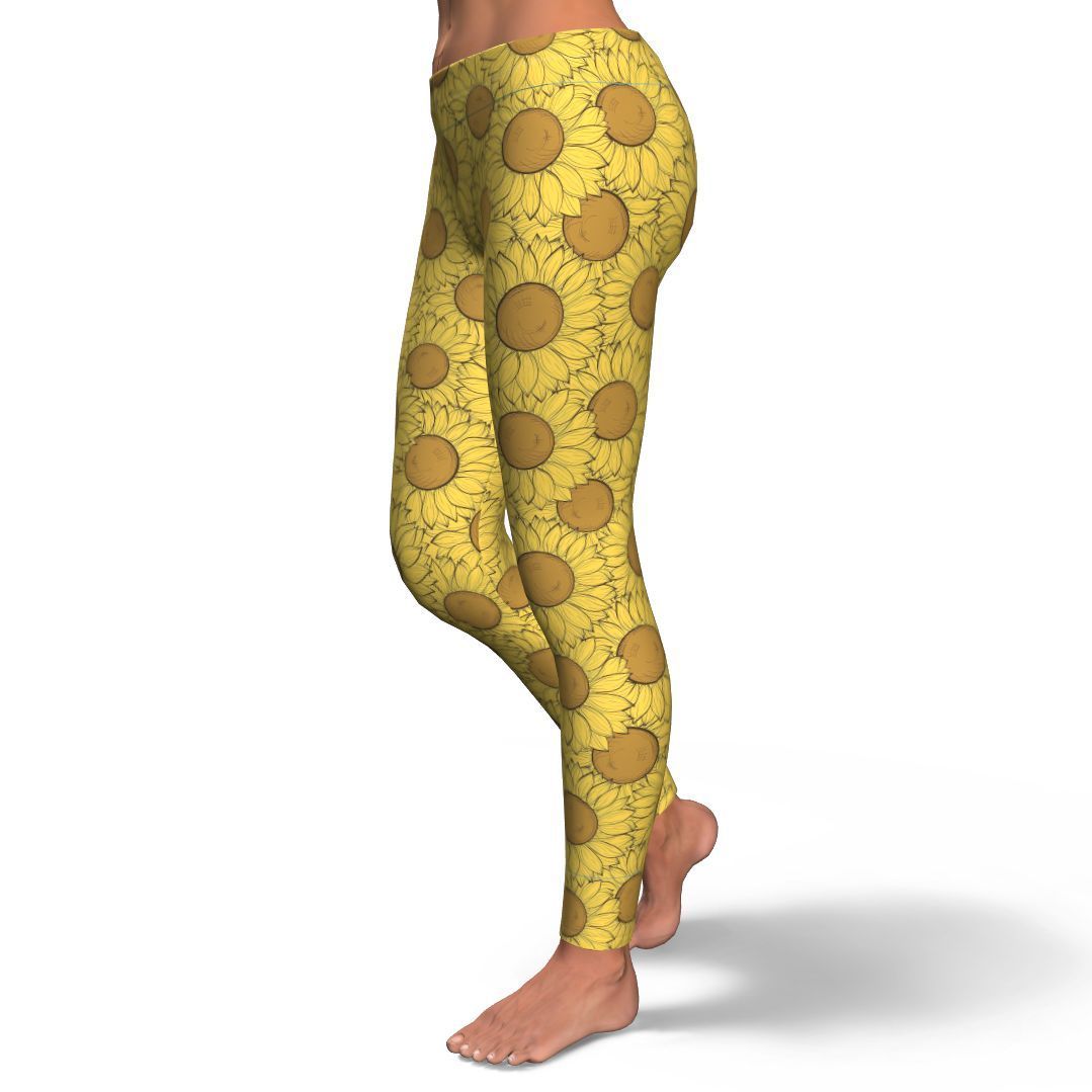 1079x1079 sunflower drawing print pattern pattern women leggings grizzshop - Tights Drawing