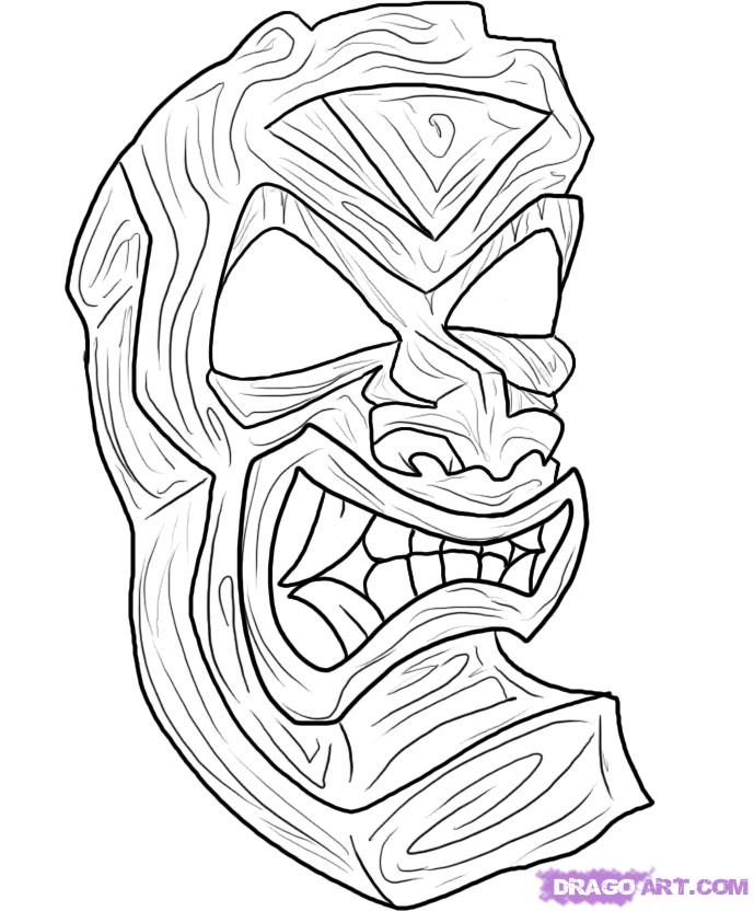 689x832 how to draw a tiki face, step - Tiki Drawing