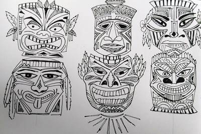 400x268 how to draw a tiki head - Tiki Drawing