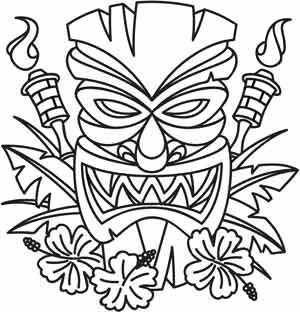 300x312 tiki head coloring pages - Tiki Head Drawing