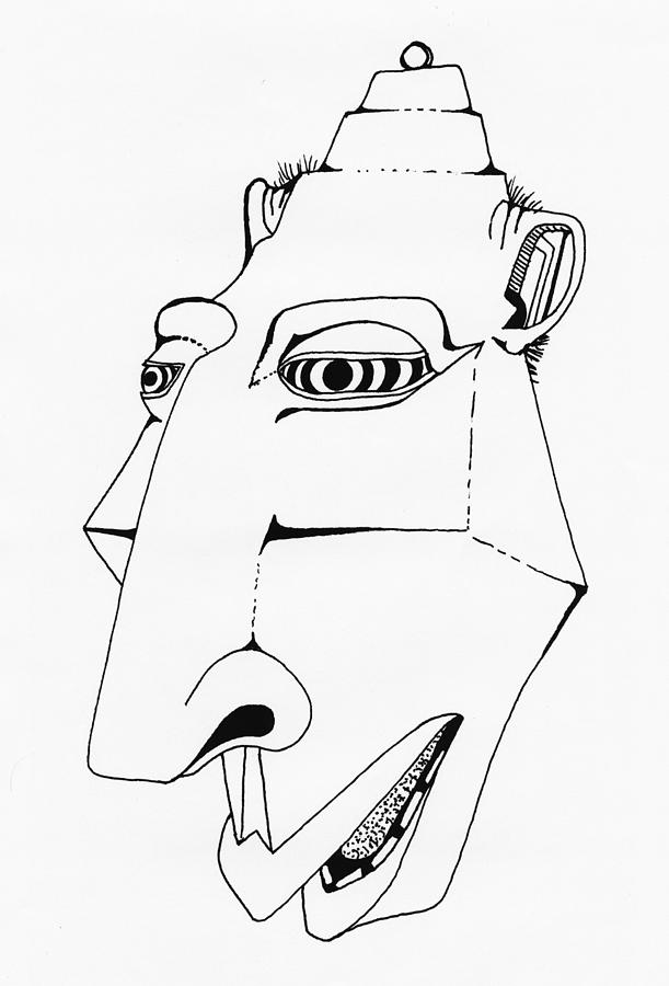 611x900 alien tiki head drawing - Tiki Head Drawing