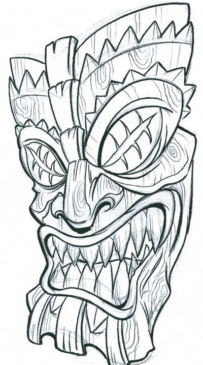 400x717 znalezione obrazy dla zapytania tiki hut drawing drawing - Tiki Head Drawing