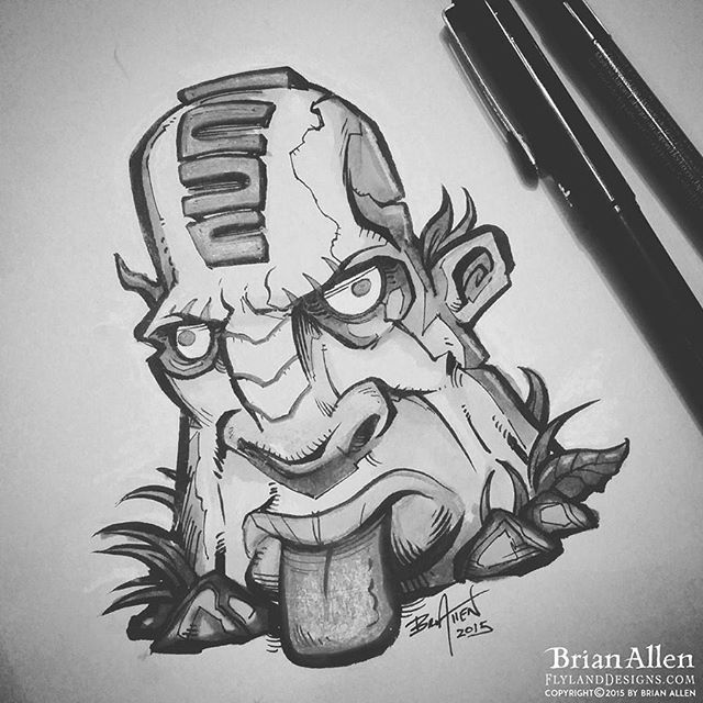 640x640 Oops, Forgot To Post This Yrsterday Here's My Ink Drawing - Tiki Head Drawing