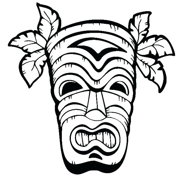 600x600 tiki head coloring pages - Tiki Head Drawing
