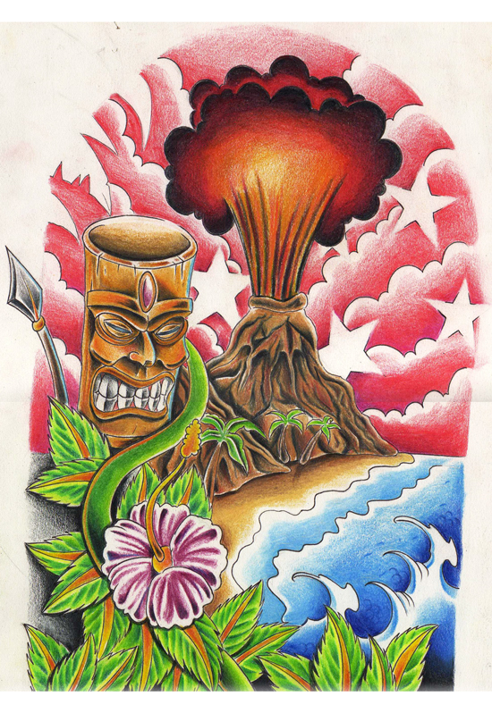 550x798 attractive polynesian tiki tattoo desi on tiki head drawing at com - Tiki Head Drawing