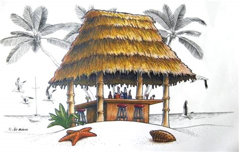 Tiki Hut Drawing At PaintingValley.com | Explore Collection Of Tiki Hut ...