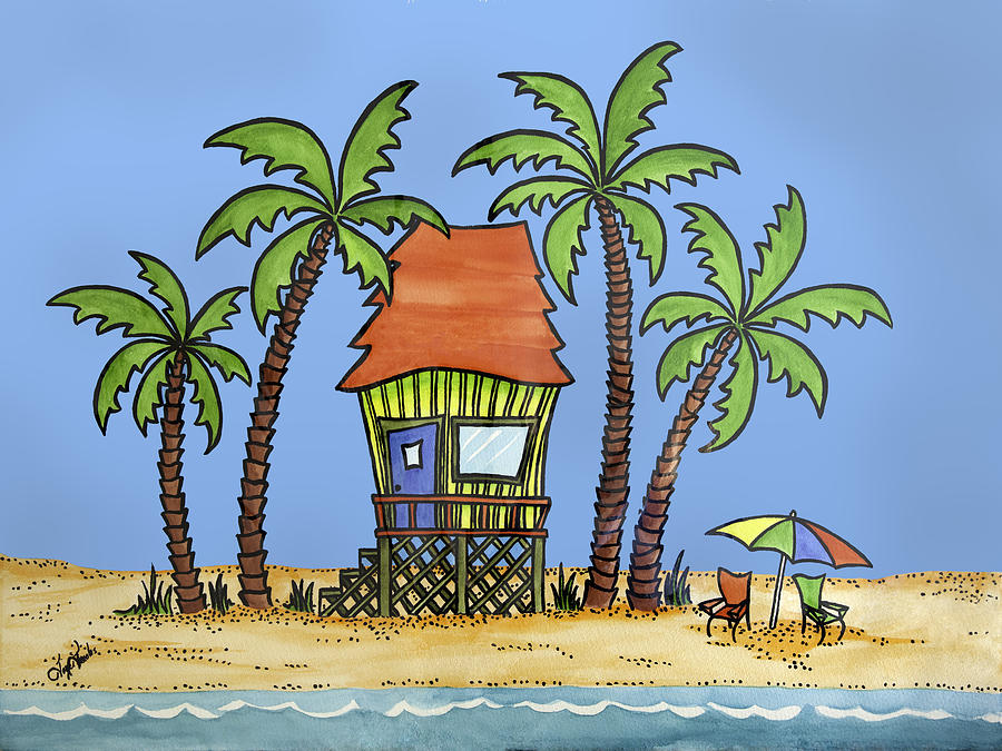 900x675 tiki hut painting - Tiki Hut Drawing