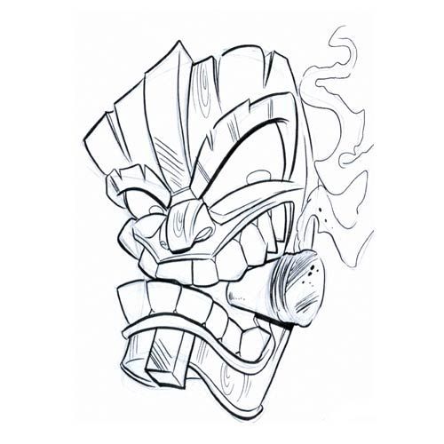 500x500 tiki hut drawing - Tiki Hut Drawing