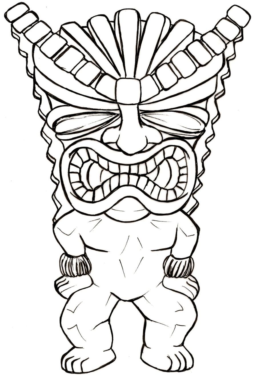 900x1324 Money Tiki Man Tattoo - Tiki Man Drawing