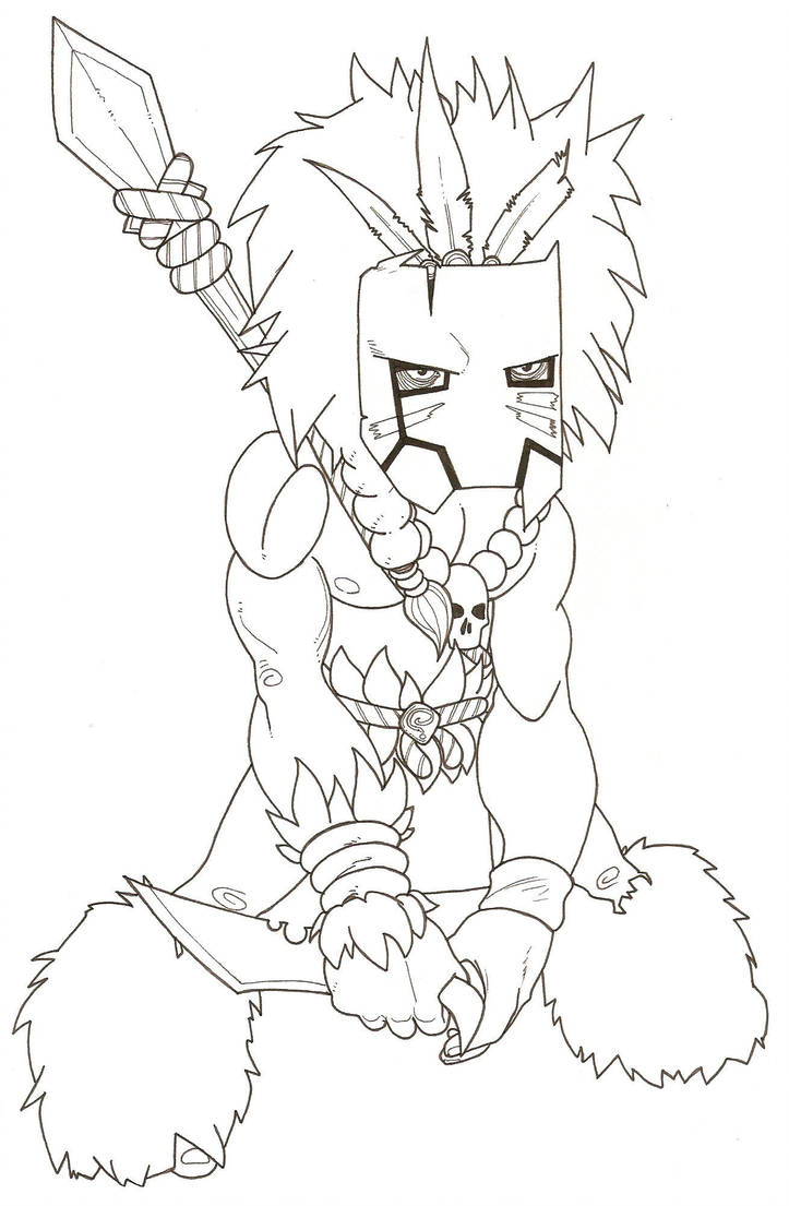 723x1105 Tiki Man Drawing - Tiki Man Drawing