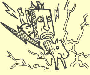 300x250 tiki man rides greased lightning pony - Tiki Man Drawing