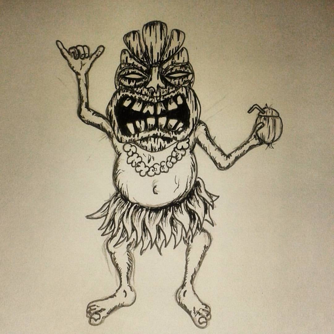 1080x1080 lowbrow weirdo sleezey monster tiki trash tiki dude le - Tiki Man Drawing