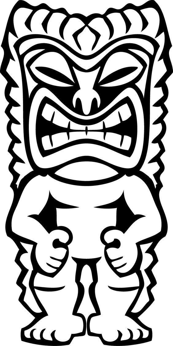 564x1127 Tiki Mask Stencil - Tiki Man Drawing