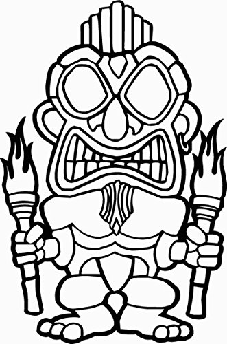 331x500 Tiki Man Window Sticker Vinyl Decal White - Tiki Man Drawing